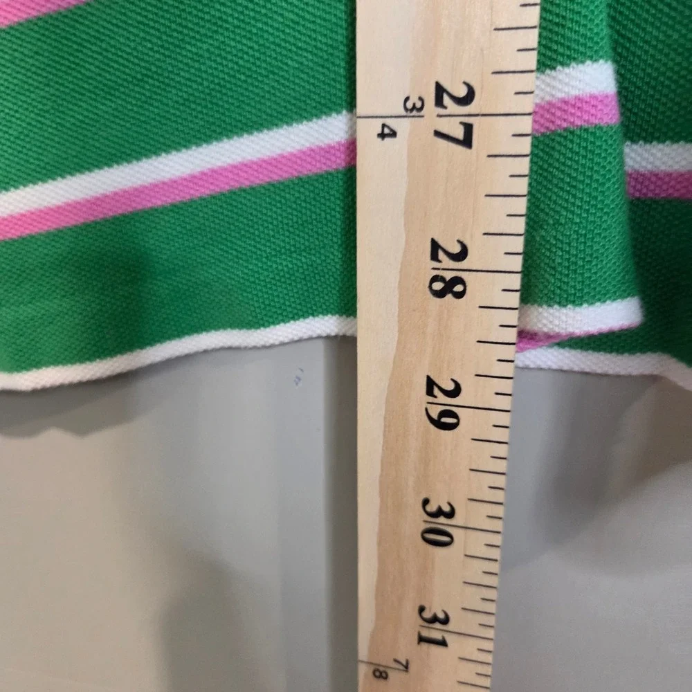 Polo Ralph Lauren Striped Polo Shirt Mens Large Green Pink White Custom Fit Mesh